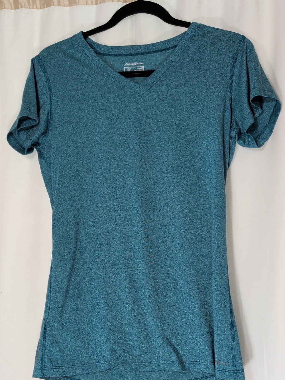 Eddie Bauer Heathered Teal V-Neck Short Sleeve Tee